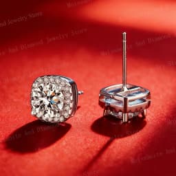 Classic 4 Prong Moissanite Stud Earrings 925 Silver Plated Lab Diamond Zircon Stud Earrings Wedding Jewelry Birthday Gift