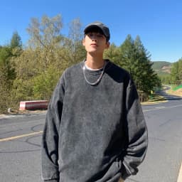 Men's American Style Sweatshirt Spring Autumn Solid Color Washed Vintage Round Neck Loose Casual Long Sleeve Couple Jacket