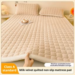 Thickened Warm Milk Fleece Autumn Winter Bed Pad Warmth  Fluffy Cozy Queen Bed Sheet Anti-slip Antistatic King Mattress Toppers