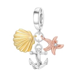 Blue Charm 925 Sterling Silver Ocean Pearls Betta Fish Pendant Birthday Party Gift for Women Bracelet Necklace DIY Beads Jewelry