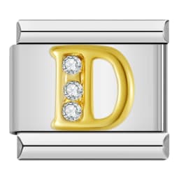 Hapiship Shiny CZ 26 Letters A-Z Italian Charms Gold Plated 9mm Stainless Steel Modular Bracelet DIY Jewelry DJ2479