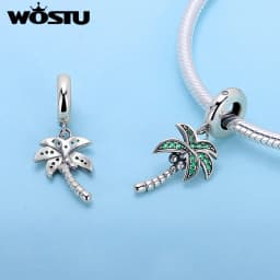 WOSTU Copper Heart Charm Rose Four-leaf Pendant Plated White Gold Fit 0.45cm Bracelet Original For Women  Fashion Jewelry Gift