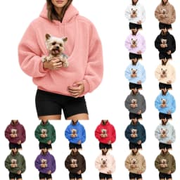 Unisex Fall And Winter Casual Fleece Solid Color Pet Pocket Hooded Sweatshirt Funny Pullover Sleeve Hoodie