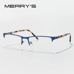 MERRYS DESIGN Titanium Alloy Glasses Frame For Men Women Square Half Frame Acetate Legs Myopia Prescription Eyeglasses S2612