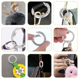 Spring O-Ring Buckle Clips, Alloy Trigger Spring Snap Hook Glossy Rhinestone Key Ring, Creative DIY Keychain Accessories