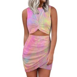 Colorful Neon Pain Mini Dress Sleeveless Splatter Pattern Vintage Dresses Summer Ladies Street Wear Bodycon Dress Big Size 5XL