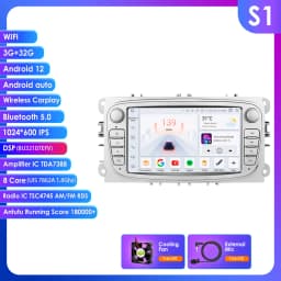 Android Autoradio AI Carplay For Ford Focus Fusion Mondeo S/C-MAX Mondeo Galaxy Transit Connect Kuga multimedia 7"7862 Car radio