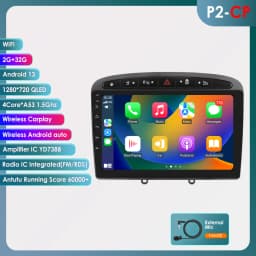 Snapdragon 6115 Carplay Android 14 Auto radio for Peugeot 308 308SW 2007-2015 408 Autoradio GPS 360 Camera multimedia 2din RDS