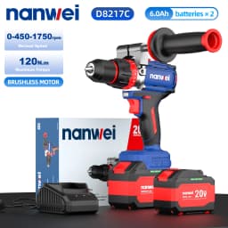 Brushless Cordless Impact Drill NANWEI Cordless 20v 13mm Ice Drill Power Tool 160NM High Torque