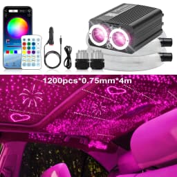 32W Twinkle Meteor 2 in 1 Starlight Headliner Light Kit, Fiber Optical Cable RGBW Light for Car/Home, APP/Remote Control 