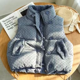 Fall Winter Korean Versatile Sweet Polka Dot Parkas Vest Petite Japanese Warm Fashion Sleeveless Casual Cozy Trendy Soft New