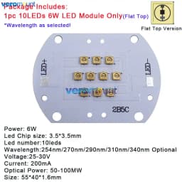 High Power 6W 12W 15W 18W 22W Deep UVC UVB 254nm 270nm 290nm 310nm 340nm 10/20/25/30/36 Integrated LED Module for Sterilization