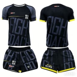 2026 Summer Men's MMA Training Suit Quick Dry Combat Sportswear Set Bold Pink & Black Graphic Shorts & T-Shirt Outfit for Kids