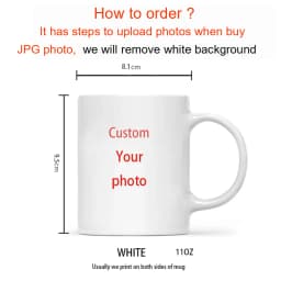 Custom Photo and Text Coffee Mug - Personalized Tea Cup Mugs for Valentine's Day, Christmas Gift