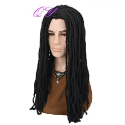 Men's Long Dreadlocks Wig African Traditional Black Wig Synthetic Fiber Wig Suitable for Daily Wear Suitable for Daily Wear