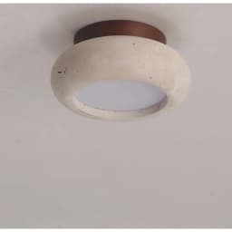 IWHD Wood Canopy LED Ceiling Light Fixture Nordic Modern Simple Ellipse Natural Yellow Travertine Ceiling Lamp Lamparas De Techo
