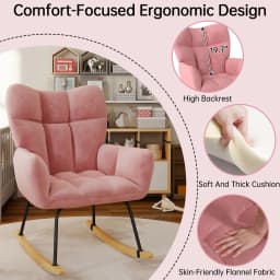 TUAREX High Back Nursery Rocking Chair, Modern Upholstered Glider Rocker, Comfy Indoor Accent Armchair for Bedroom Living Room