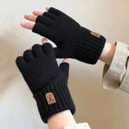 Winter Knitted Thick Thermal Half Finger Gloves Women Men Outdoor Warm Cycling Driving Fingerless Glove Touchscreen Mittens