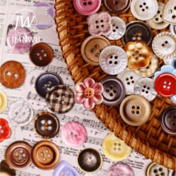 JIANWU Button Series Vintage Button Shaped Landscape Material Collage Scrapbooking Sticker Creative DIY Journal Stationery