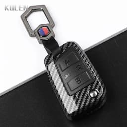 3 4 Buttons Carbon Fiber Car Key Case Cover For VW Volkswagen Golf 7 Tiguan MK2 For SEAT Ateca Leon FR 2 Ibiza For Skoda Octavia