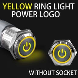 16 19 22mm With Wire Waterproof Metal Push Button Switch LED Ring/Power Light Momentary Latching 5/12/24/220V Silver1NO1NC