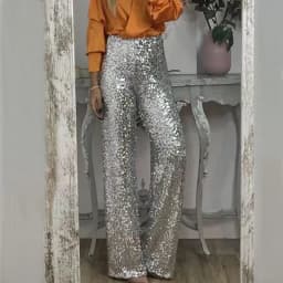 BKLD Party Glitter Pants Casual Slim Fit Elastic Solid Sequins Stylish Women Middle Waisted Wrapped Hip Trousers New OL Clothing