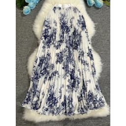 Polka Dot Print High Elegant A-line Pleated Long Skirt For Women 2025 Spring autumn Office Lady Casual Leopard Skirts