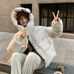 Windproof Zipper Up Stand Collar Puff Parkas Women Thicken Warm Hooded Down Cotton Coats Woman Korean Long Sleeve Short Parkas