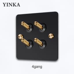 YINKA Stainless Steel Light Switch with Copper Toggle, Durable Modern Metal Wall Switch for Home, Single/Double/Triple Options