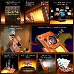 OUKITEL WP500 Ultra The World's First Al Thermal Rugged Phone with Privacy Kill Switch,6.78'' FHD+,MTK Dimensity 8300,36GB(12+24)RAM+1TB,10000mAh,45W,108MP,Ultra Bright Camping Light,One‑Touch Privacy Kill Switch,AI Thermal Imaging,Gemini AI,Android 16