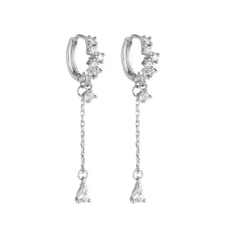 925 Sterling Silver Ear Needle Crystal Zircon Tassel Pendant Hoop Earrings Retro Small Fragrance Style High Jewelry Women Gifts