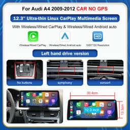 8.9 Inch 12.3'' Touch Display Multimedia Player Andriod Auto Link For Audi A4 S4 B8 2008-2012 GPS Carplay Screen Car Play