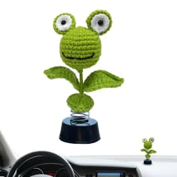 Car Dashboard Decorations Crochet Sunflower Frog Duck Bobblehead Car Decorations Animated Bobble Dancer Car Decor Aesthetic