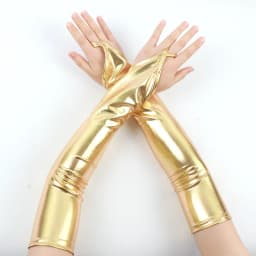 48cm Womens Lacquer Leather Hook Finger Long Gloves Cosplay Nightclub Pole Dance Performance Sexy Fingerless Mittens Accessory