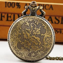 Vintage Exquisite Firemen ToolsCarved High Quality Quartz Pocket Watch Necklace Pendant Gifts For Women Or Man with Fob Chain