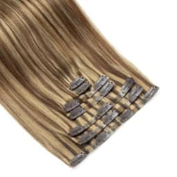 #4 Browm Injected PU Seamless Clip On Hair Invisible Clip Ins Human Hair Machine Remy 7Pcs 100-120g 24 inch Invisible Hair Clips