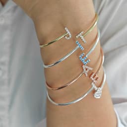 Doremi Birthstone Coloful Zircons 9mm Initial Letters Stagger Bangles Custom Jewelry Gift Designer Bangles