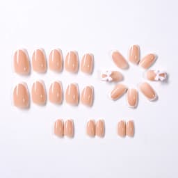 24Pcs White French Press On Nails 3D Bow Design Full Cover Wearable False Nails Short Square Head Ballet Fake Nails For Women