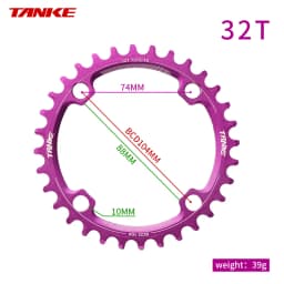 TANKE 104BCD MTB Chainring Round Narrow Wide Ultralight Mountain Bike 32T 34T 36T 38T 40T 42T 44T Crankset Tooth Single Disc