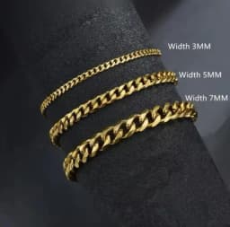3/5/7mm Men Bracelets Stainless Steel Chain Bracelets Chunky Cuban Silver Color Link Chain Classic Punk Heavy Male Jewelry Gifts