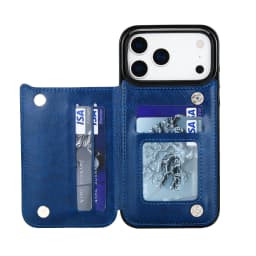 For iPhone 18 Pro/17 Pro Max/17eAir Wallet Case With Card Holder,PU Faux Leather Kickstand Card Slots Case,Double Magnetic Clasp