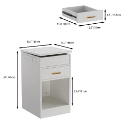 Wooden Flip-top Bedside Table for Bedroom UK Plug with One Drawer/Charging Station 2AC/2USB/1m Light Strip/Open-Shelf Storage