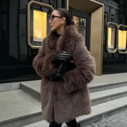 New Thickened Autumn Winter Fox Fur Coat With Large Lapel Long Street style Faux Fur Overcoat Soft Furry Luxe Femme Fur Jacket