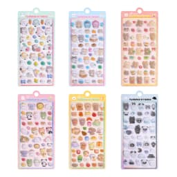 1 pc/6 pcs Cartoon Animals Flocked 3D Relief Stickers Journaling DIY Diary Cute Stationery Sticker Decor School Supplies