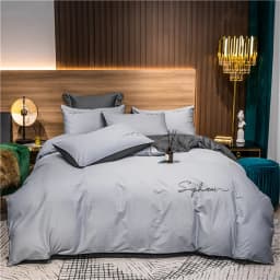 Svetanya Solid Cotton Embroidery Bed Linens Hotel Home Bedding Sets Sheet Pillowcase Duvet Cover Set