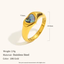La. Muses Rainbow Abalone Shell Series Stainless Steel Women's Ring PVD Gold Plated Fashion Jewelry Accessories