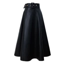 Leather half body mid to long length, 2024 spring slim, big swing A-line high waist umbrella autumn and winter half skirt