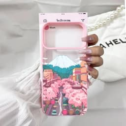 Japan Anime Cherry Blossom Mountain Landscape Phone Case For iPhone 17Pro 17 Pro max 17Air Scenery Print Clear Hard Cover Shell