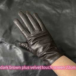 Ladies Sheepskin Gloves Classic Solid Color Real Leather Spring Velvet Lining Cycling Driving Gloves Autumn Winter