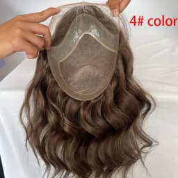 Hair Curly Replacement System For Men 12INCH Long Toupee Fine Mono Lace Men Hairpiece 8x10 Loose Wave Toupee For Men Dark Brown